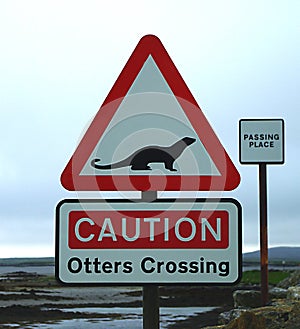 Otters Crossing Sign