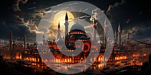 Ottoman Empire Reflection Abstract Illustration Commemorating 100th Anniversary of Turkeys Founding