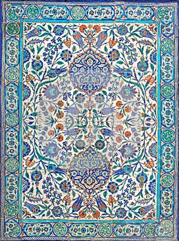 Ottoman era style glazed ceramic tiles from Iznik Turkey decor