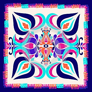 ottoman motif colorful silk scarf design