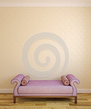 Ottoman near empty wall. photo