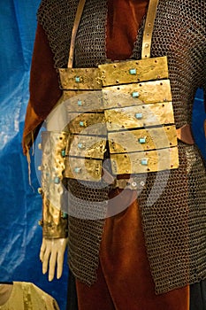 Ottoman style armor on human figure on display