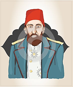 Ottoman Sultan Illustration.Sultan Abdulhamid Han