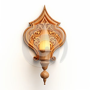 Ottoman Wood Wall Lamp With Arabic Lettering - Daz3d Style