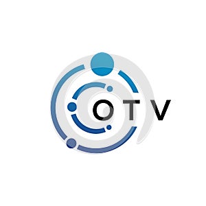 OTV letter technology logo design on white background. OTV creative initials letter IT logo concept. OTV letter design