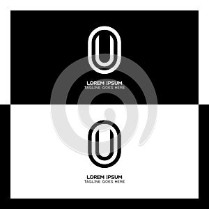OU initial letter logo. Alphabet O and U pattern design monogram