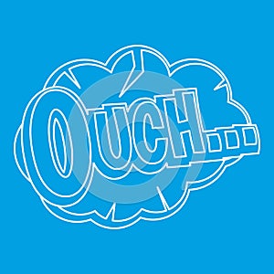 Ouch, comic text speech bubble icon, outline style