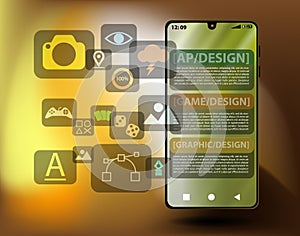 Ouch screen smartphone with app icons