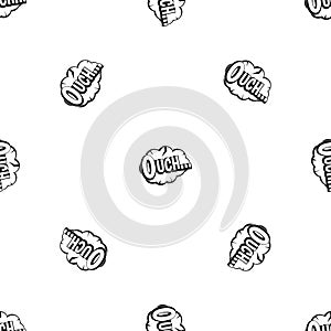 Ouch, speech cloud pattern seamless black