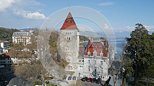 Ouchy Castle in Lausanne - aerial view