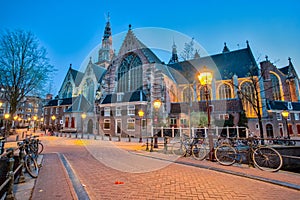 The Oude Church in Amsterdam City, Netherlands