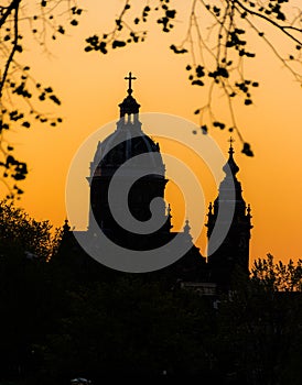 Oudekerk silhouette Amsterdam, Netherlands