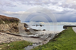 Ouessant, the island of Ushant, in Brittany, french rocky beach in northern France, Finistere department