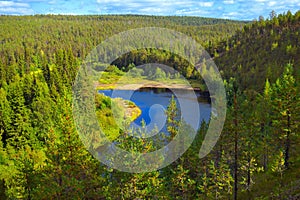 Oulanka river in mountain valley.