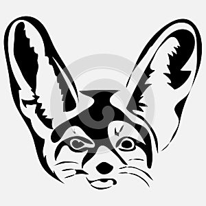 Ouline little fox fenech vector illusrtration