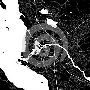 Oulu map, Finland. Grayscale city map, vector streetmap