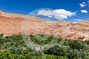 Ounilla Valley, Morocco, High Atlas Landscape. Argan trees on th