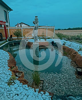 a ountain in the mountain and planets around