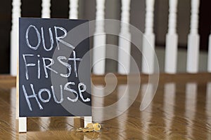 Our first house sign with keys