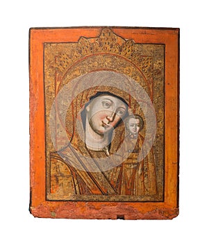 Our Lady of Kazan type of holy icon, representing the Virgin Mary and Jesus, 19th cent