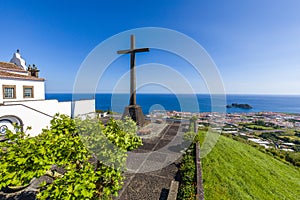 Our Lady of Peace Chapel over Vila Franca do Campo, Sao Miguel island, Azores