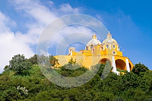 Our Lady of Remedies Church atop the Tlachihualtepetl pyramid in the municipality of Cholula.