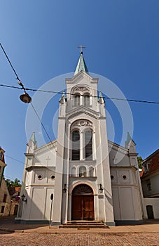 Our Lady of Sorrows catholic church (XVIII c.) in Riga, Latvia photo