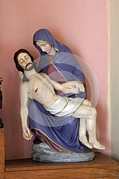 Our Lady of Sorrows, statue on the altar of Our Lady in the church of St. Mary Magdalene in Prilisce, Croatia photo