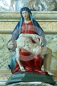 Our Lady of Sorrows, statue on the main altar in the Church of the Holy Trinity in Krapinske Toplice, Croatia photo