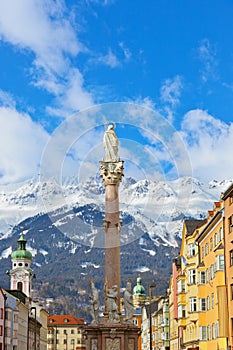 Our Lady statue at old town in Innsbruck Austria