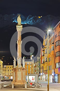 Our Lady statue at old town in Innsbruck Austria