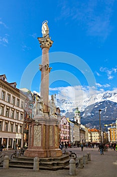 Our Lady statue at old town in Innsbruck Austria