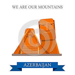 We are our Mountains Azerbaijan landmarks vector flat attraction