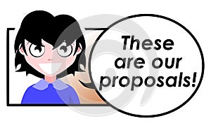 These are our proposal, girl, english, isolated.