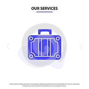 Our Services Beach, Holiday, Transportation, Travel Solid Glyph Icon Web card Template