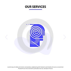 Our Services Better, Comprehension, Definition, Learning, Study Solid Glyph Icon Web card Template photo