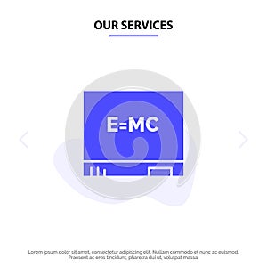 Our Services Board, Education, Formula Solid Glyph Icon Web card Template