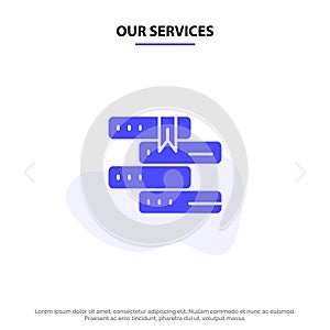 Our Services Books, Education, Library, Study Solid Glyph Icon Web card Template