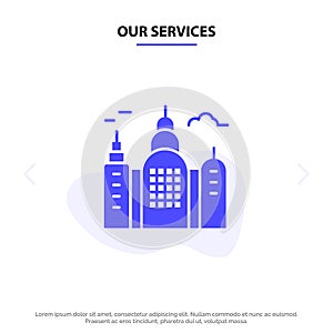 Our Services Building, House, Canada Solid Glyph Icon Web card Template