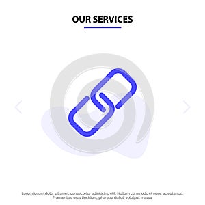 Our Services Clip, Paper, Pin, Metal Solid Glyph Icon Web card Template