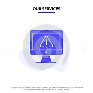 Our Services Computer, Data, Information, Internet, Security Solid Glyph Icon Web card Template