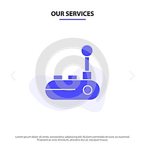 Our Services Controller, Joy Pad, Joy Stick, Joy pad Solid Glyph Icon Web card Template