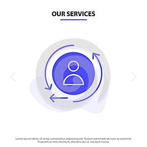 Our Services Digital, Marketing, Remarketing Solid Glyph Icon Web card Template