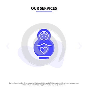 Our Services Dolphin, Mother, Love, Heart Solid Glyph Icon Web card Template