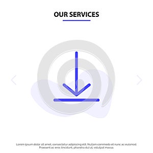 Our Services Download, Video, Twitter Solid Glyph Icon Web card Template