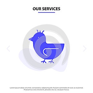 Our Services Duck, Goose, Swan, Spring Solid Glyph Icon Web card Template