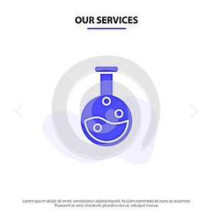 Our Services Education, Lab, Laboratory Solid Glyph Icon Web card Template