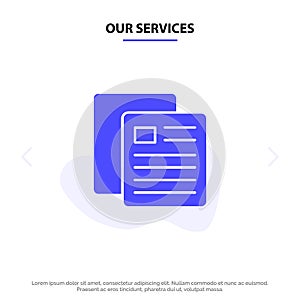 Our Services Education, School, Test, School Solid Glyph Icon Web card Template