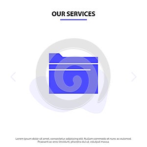 Our Services Folder, File, Data, Storage Solid Glyph Icon Web card Template