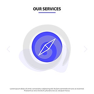 Our Services Instagram, Compass, Navigation Solid Glyph Icon Web card Template